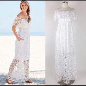 White Off the Shoulder Maxi Dress XL by Soma